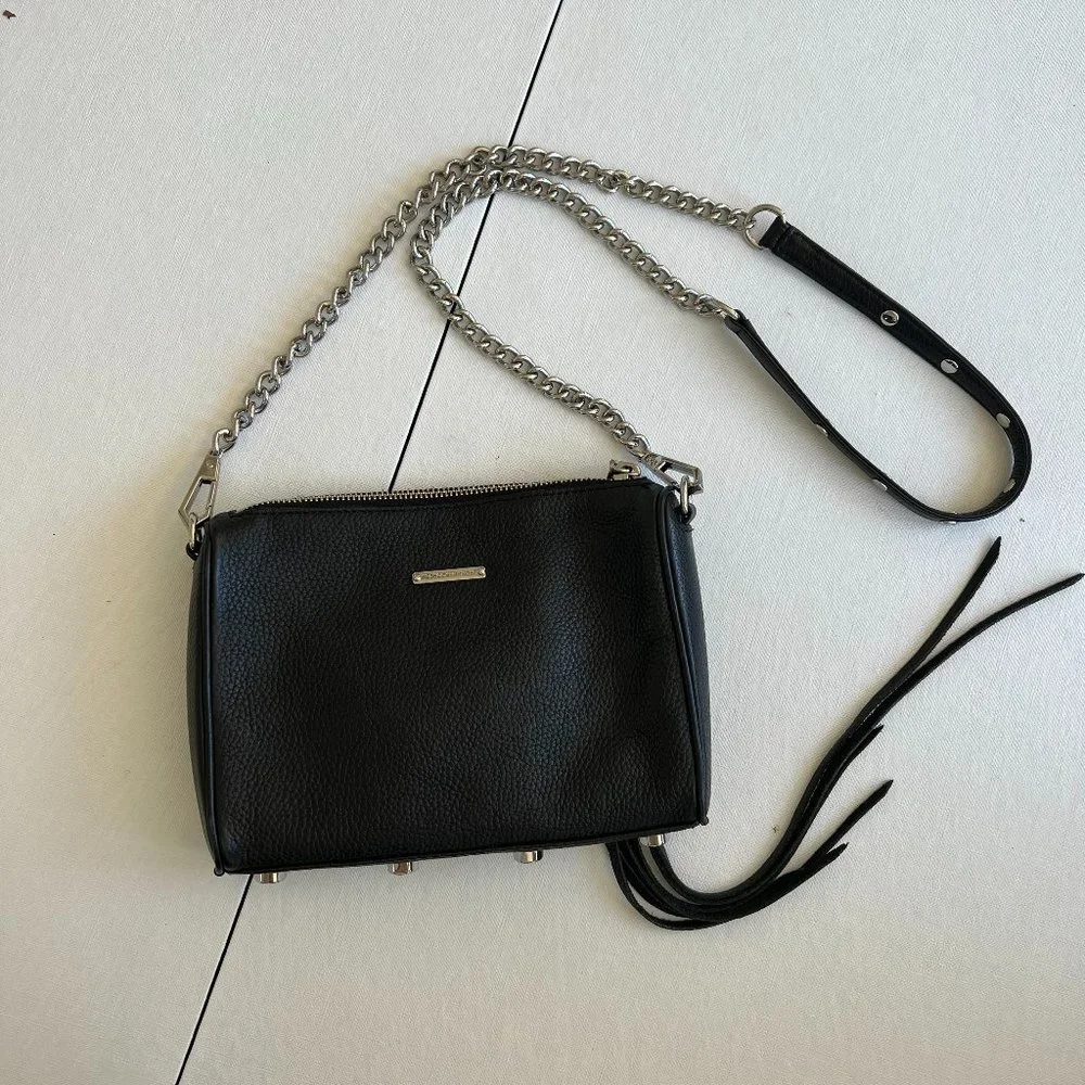 Rebecca Minkoff “5 Zip Crossbody” Bag in Black Leather & Silver Hardware - Picture 4 of 12